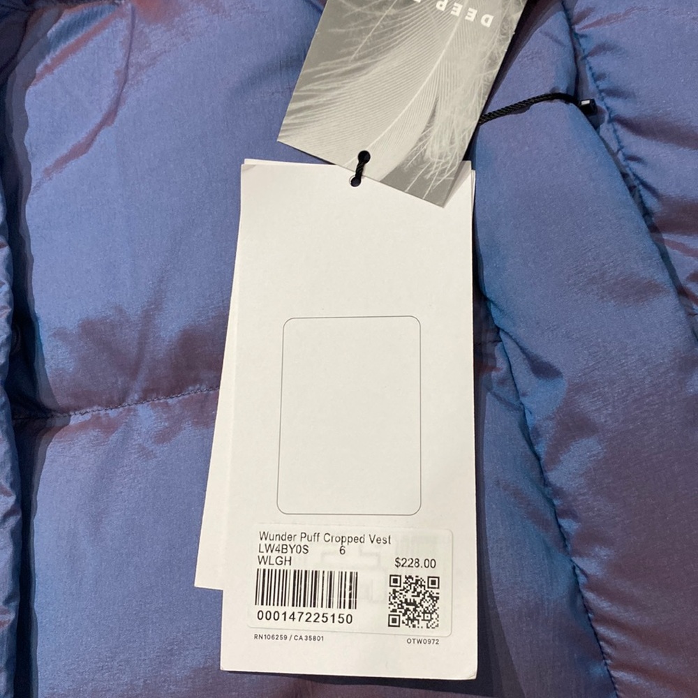 Lululemon Wunder Puff Cropped Vest Heathered Wild Indigo - Picture 3 of 8